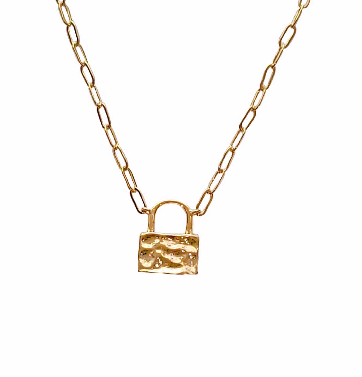 Paper Clip Necklace with Diamond Lock – EA